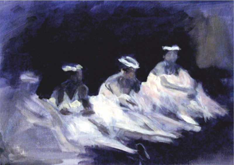 An original Acrylic painting of Ballet dancers at the end of their last performance