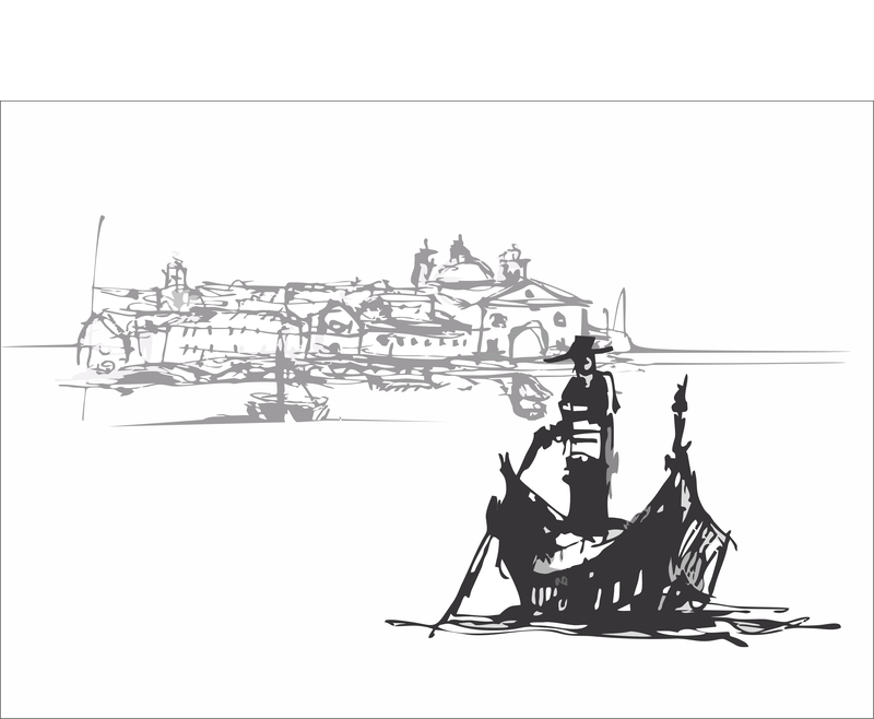 An enlarged scribble taken from sketches made during a visit to Venice